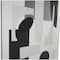 40" x 59" White Abstract Textured Canvas Framed Wall Art with Various Geometric Shapes & Black Accents